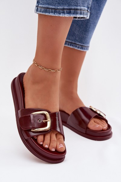 Women's Slip-Ons With Gold Buckle Bordeaux Rosivana