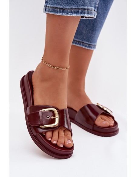 Women's Slip-Ons With Gold Buckle Bordeaux Rosivana