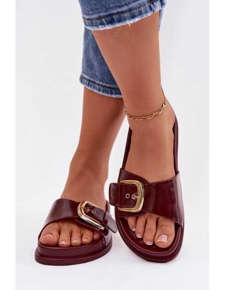 Women's Slip-Ons With Gold Buckle Bordeaux Rosivana