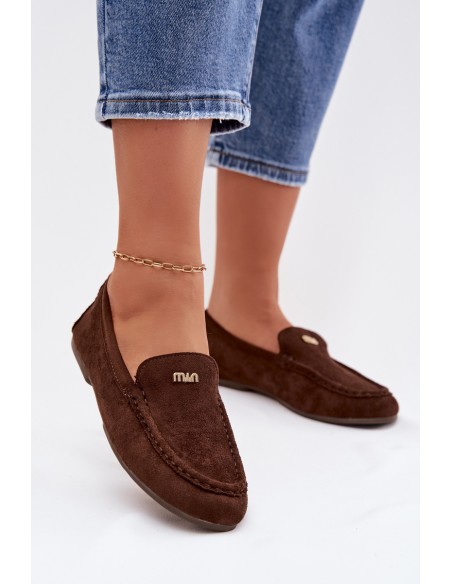Women's Moccasins With Small Gold Detail Chocolate Sarivelle