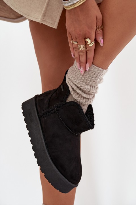 Women's Snow Boots On Platform With Stitching Big Star SS274128 Black