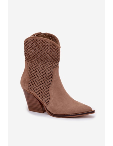 Women's Openwork Block Heel Beige Rivorina