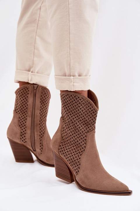 Women's Openwork Block Heel Beige Rivorina