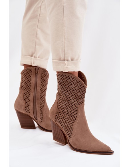 Women's Openwork Block Heel Beige Rivorina