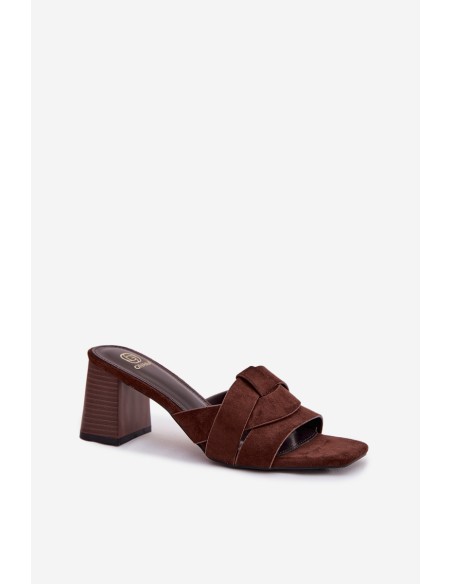 Women's Block Heel Strappy Eko Suede Chocolate Corivelle