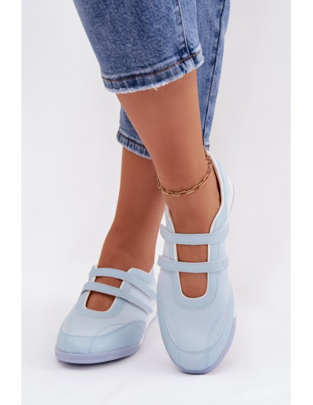 Sporty Women's Ballerinas With Straps Blue Farvessa