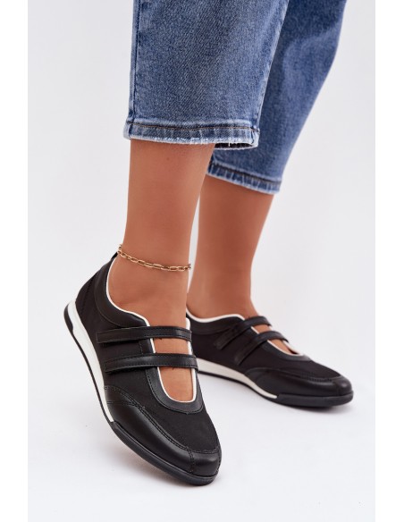 Sporty Women's Ballerinas With Straps Black Farvessa