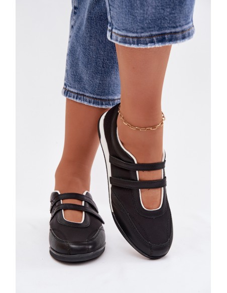 Sporty Women's Ballerinas With Straps Black Farvessa