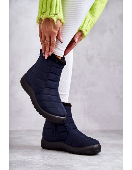 Women's warm snow boots navy blue Mezyss