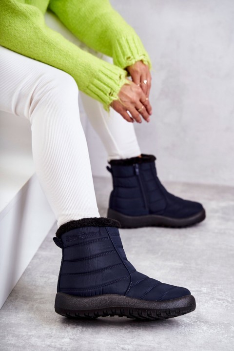 Women's warm snow boots navy blue Mezyss