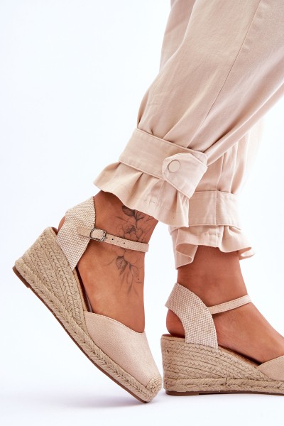 Suede Espadrilles Wedge Sandals Beige Cammer 2