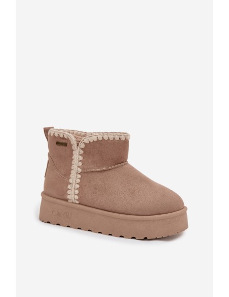 Women's Snow Boots On Platform With Stitching Big Star SS274129 Beige