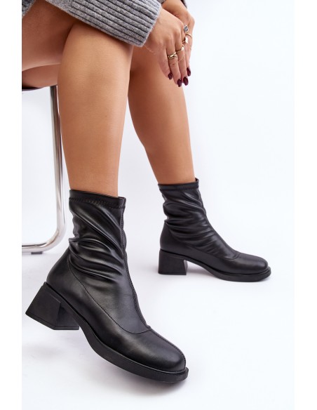 Women's Low Heel Black Ankle Boots Aphroteia