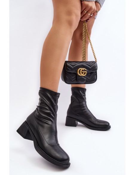 Women's Low Heel Black Ankle Boots Aphroteia