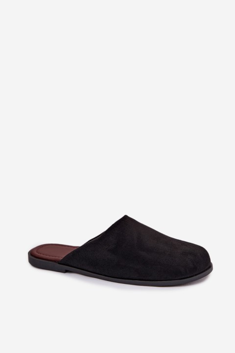 Women's Flat Eco Suede Black Slides Veronelle