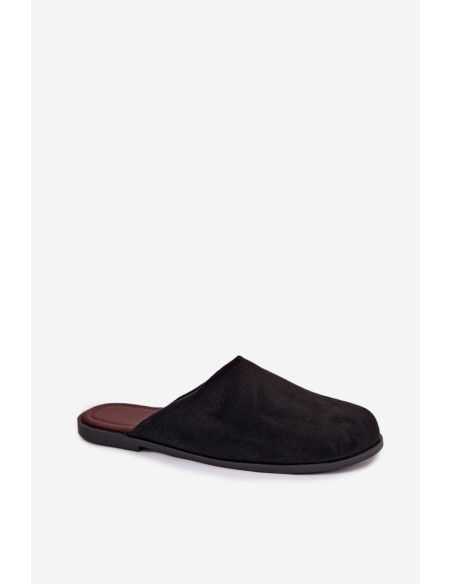 Women's Flat Eco Suede Black Slides Veronelle