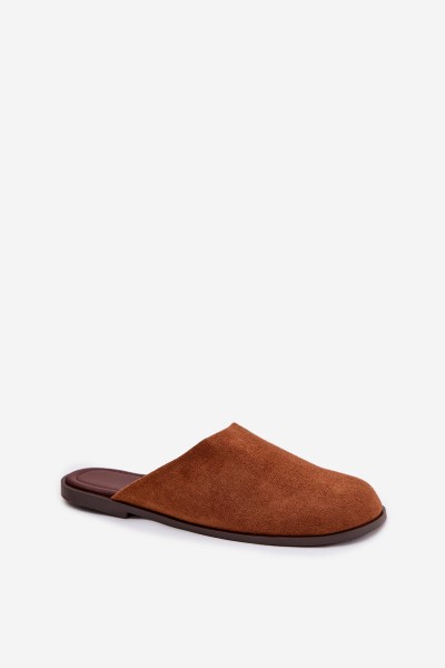 Women's Flat Eco Suede Camel Slides Veronelle 2