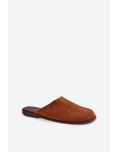 Women's Flat Eco Suede Camel Slides Veronelle