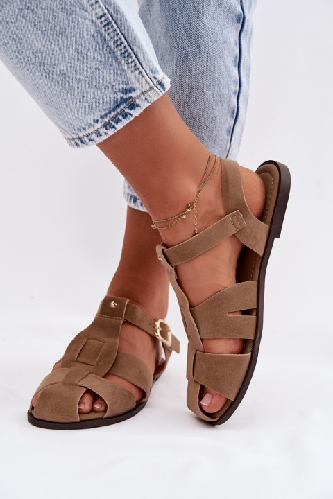 Women's Flat Khaki Roman Sandals Belanessa