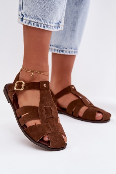 Women's Flat Brown Roman Sandals Belanessa