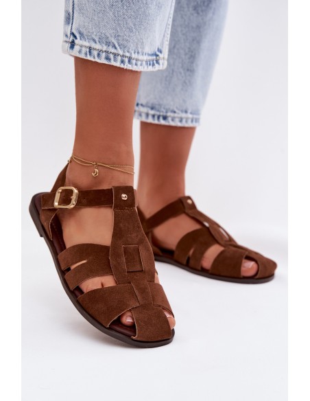 Women's Flat Brown Roman Sandals Belanessa