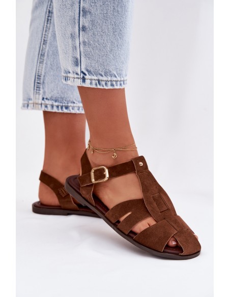 Women's Flat Brown Roman Sandals Belanessa