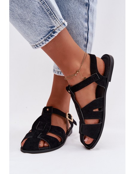 Women's Flat Black Roman Sandals Belanessa