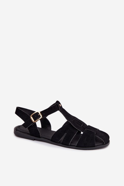 Women's Flat Black Roman Sandals Belanessa