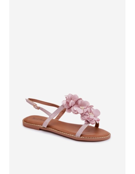 Women's Flat Sandals With Decorative Flowers Purple Noemia