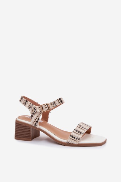 Women's Block Heel White Sandals Sabela 2