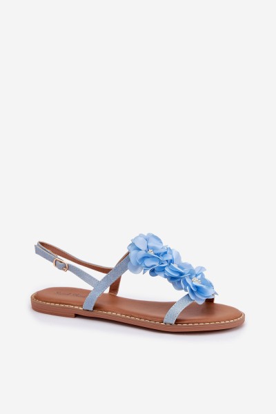 Women's Flat Blue Decorative Flowers Sandals Noemia 2