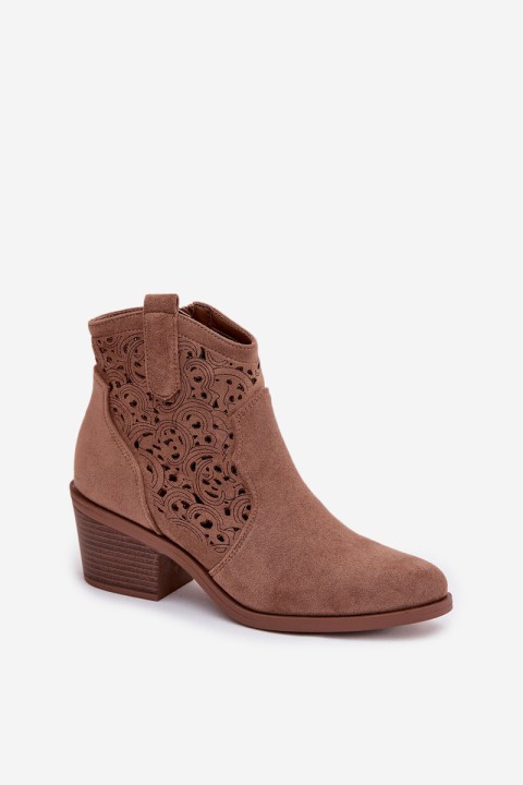 Openwork Cowboy Boots Women's Heeled S.Barski HY61-8012 Brown