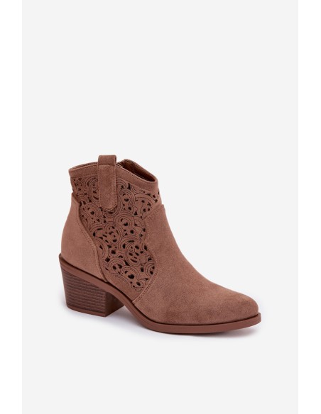 Openwork Cowboy Boots Women's Heeled S.Barski HY61-8012 Brown