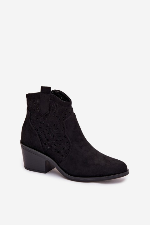 Women's Perforated Cowboy Boots with Heel S.Barski HY61-8012 Black