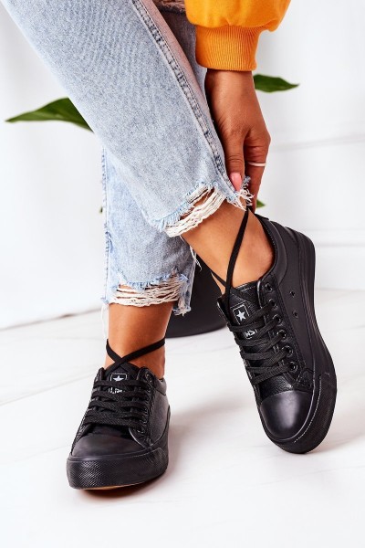 Women's Leather Sneakers Black Mega 2
