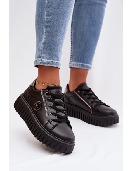 Women's Platform Sneakers With Decorative Detail Black Iselora
