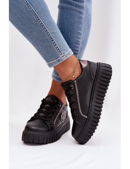 Women's Platform Sneakers With Decorative Detail Black Iselora