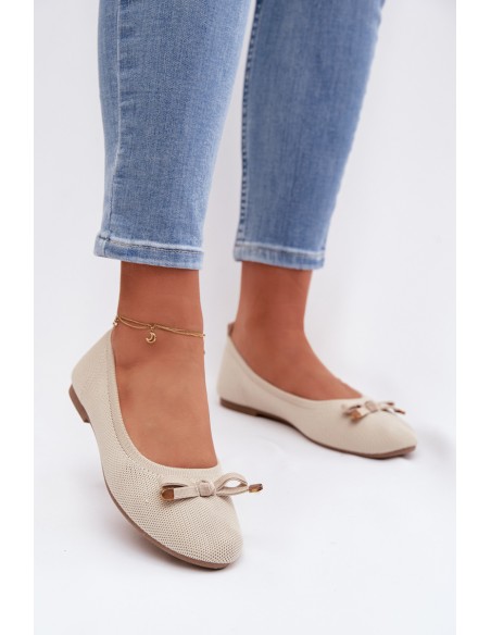 Beige Balerinas with Bow Amelivra