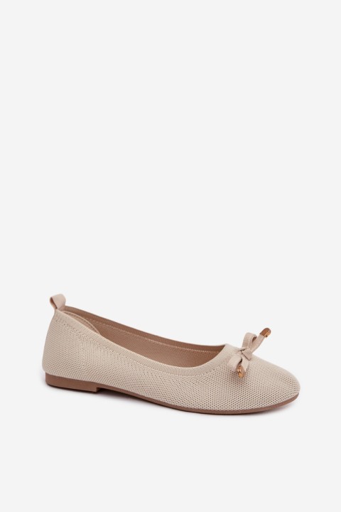 Beige Balerinas with Bow Amelivra