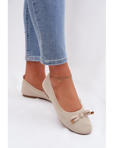 Beige Balerinas with Bow Amelivra