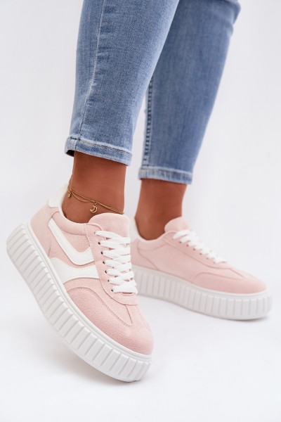 Women's Platform Sneakers With Eco Suede Pink Cadrina
