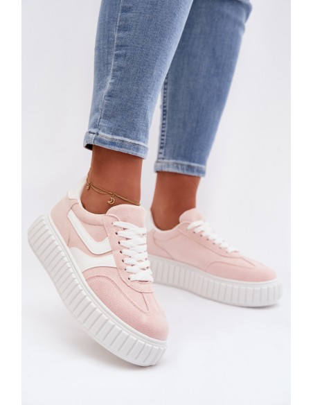Women's Platform Sneakers With Eco Suede Pink Cadrina