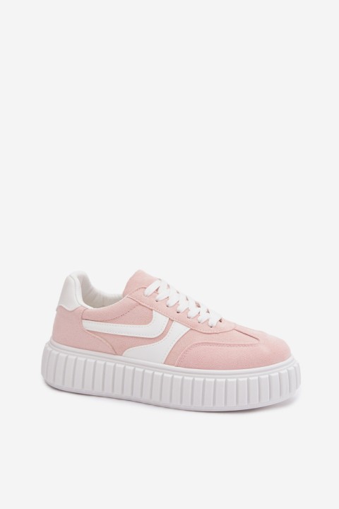 Women's Platform Sneakers With Eco Suede Pink Cadrina