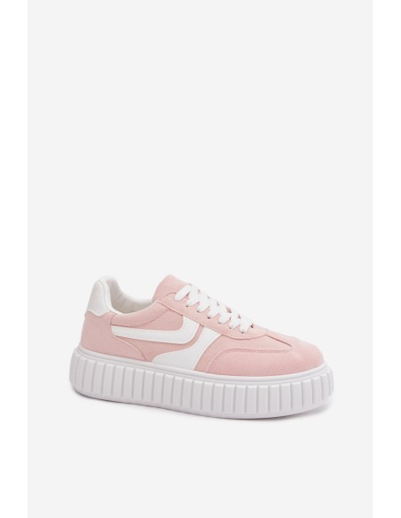Women's Platform Sneakers With Eco Suede Pink Cadrina