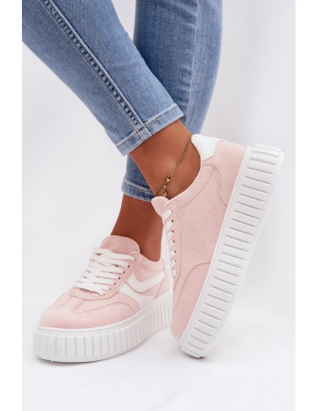 Women's Platform Sneakers With Eco Suede Pink Cadrina