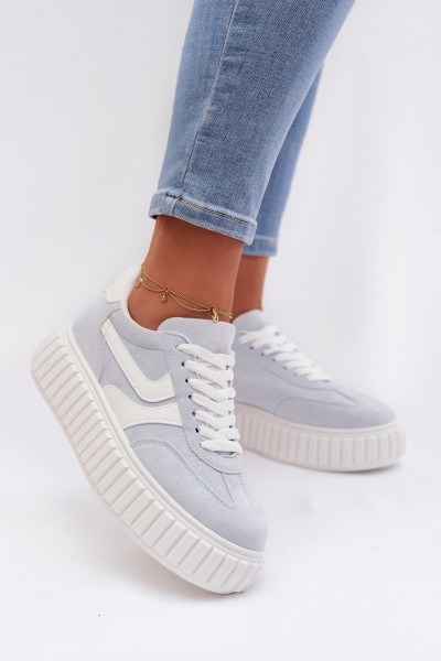Women's Platform Sneakers With Eco Suede Blue Cadrina