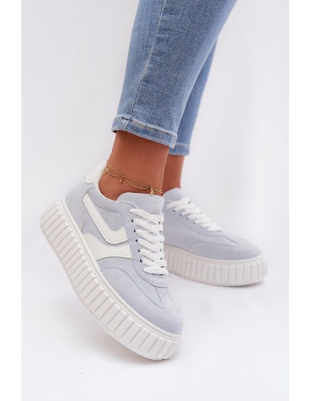 Women's Platform Sneakers With Eco Suede Blue Cadrina