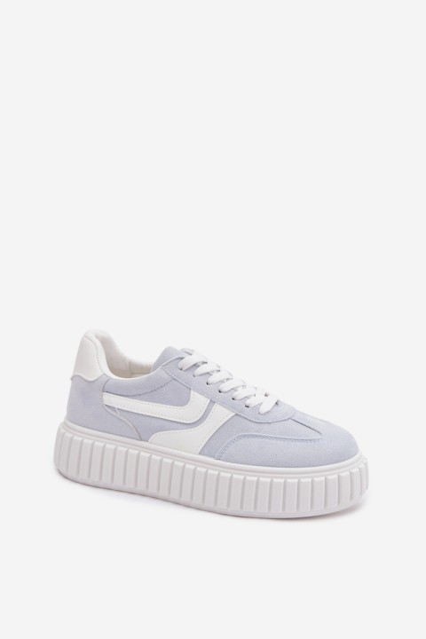 Women's Platform Sneakers With Eco Suede Blue Cadrina