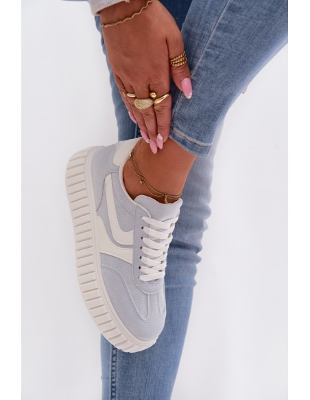 Women's Platform Sneakers With Eco Suede Blue Cadrina