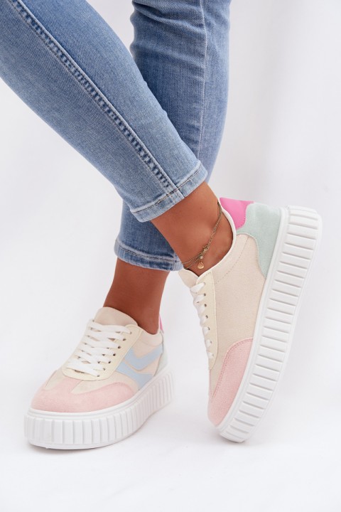 Women's Platform Sneakers With Eco Suede Multicolor Cadrina